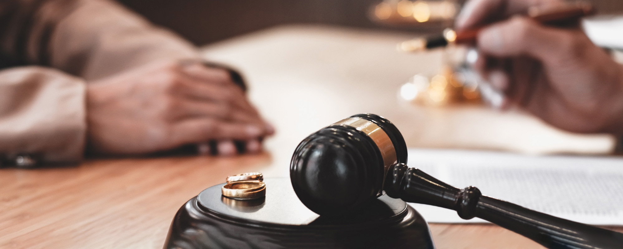 gavel and marriage rings