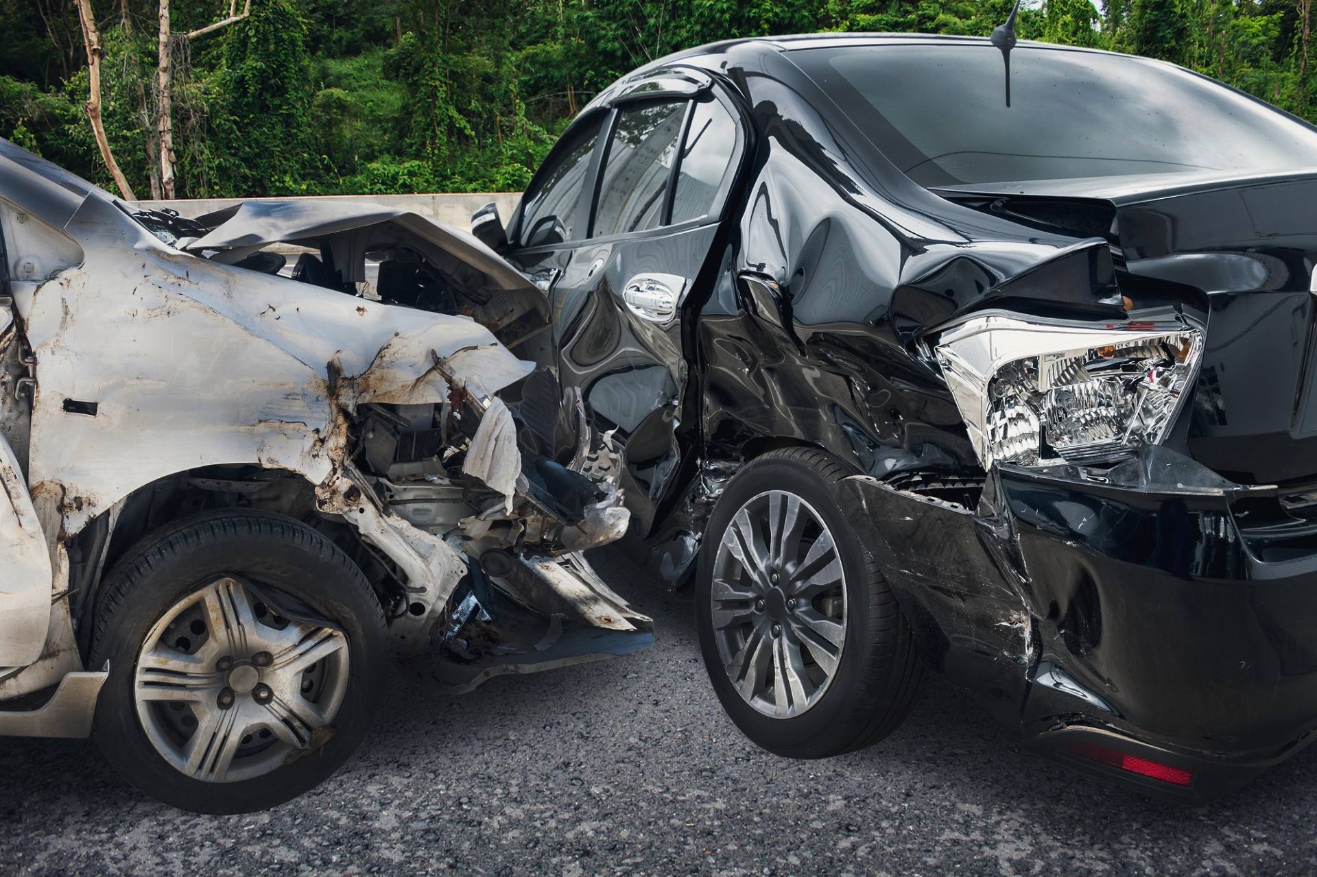 two damaged cars in accident